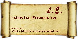 Lubovits Ernesztina névjegykártya